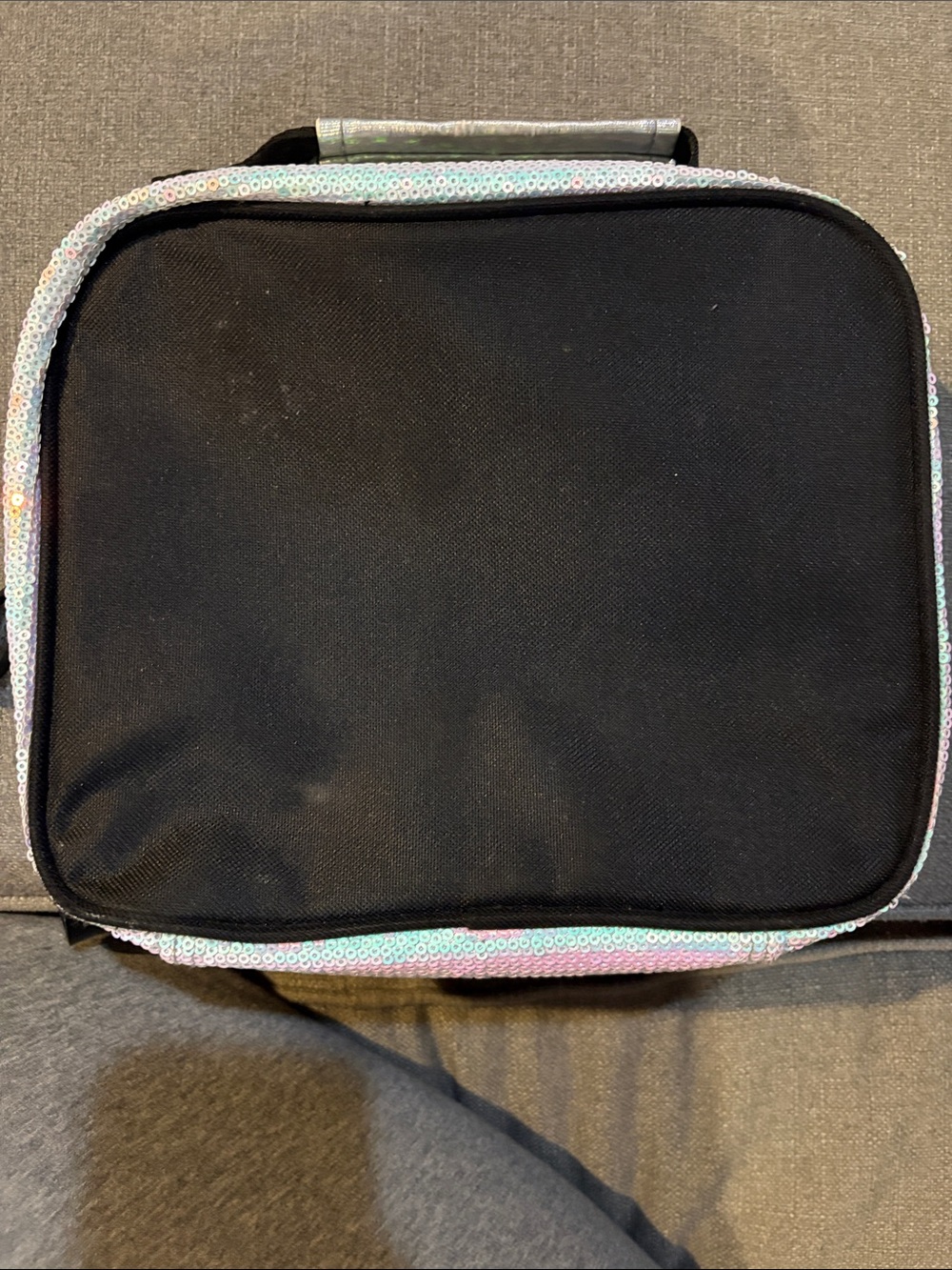 Justice Iridescent & Black Sequin Kids Backpack with lunch box and pouch Set - Picture 4 of 15